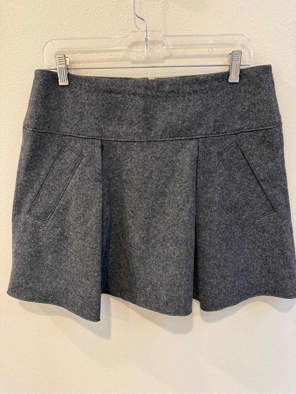 Vince Charcoal Gray A-Line Wool-Blend Skirt